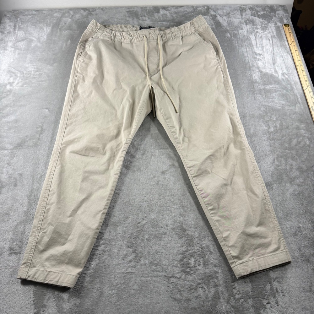 Abercrombie & Fitch Mens XXL Khaki Stretch Chino Drawstring Pants Tan